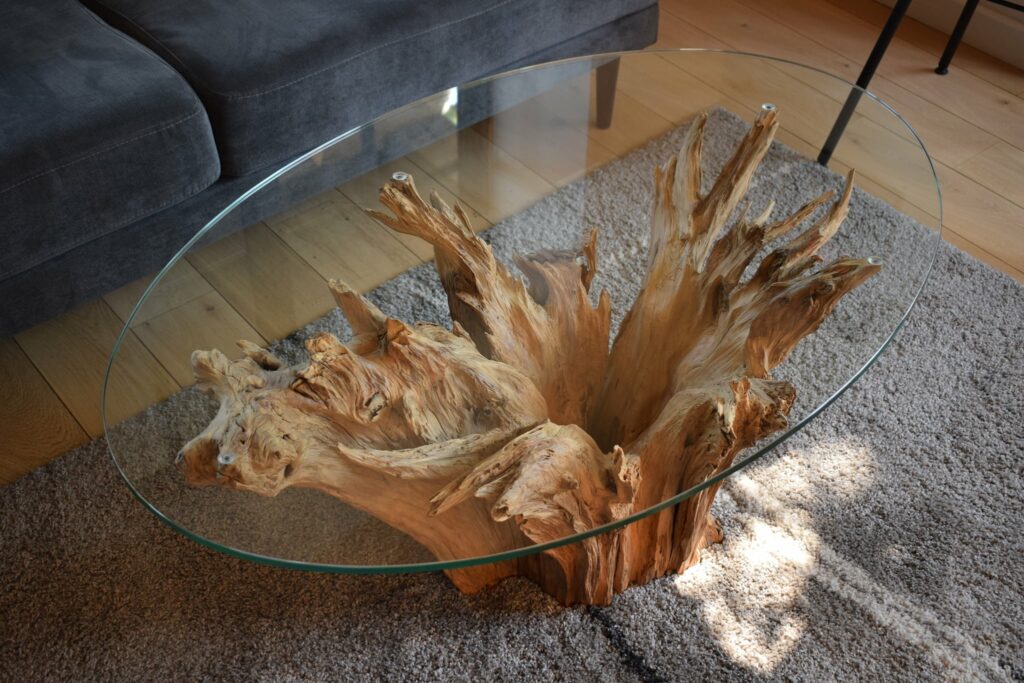 Souche De Bois Sur Pied En Grès Vernis - Sculpture Décorative - Neuf - Pour Intérieur Ou Extérieur