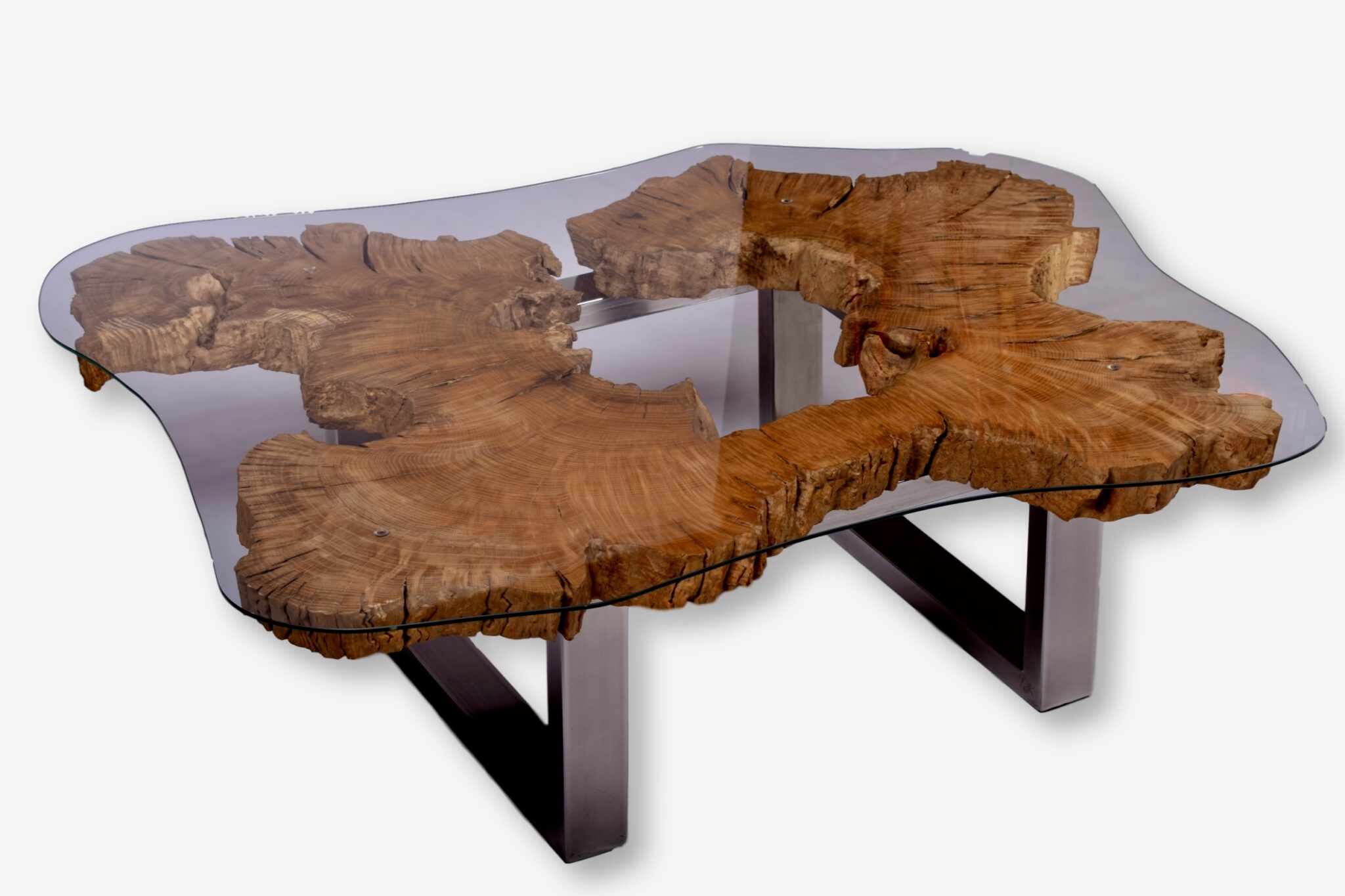 Table basse tronc d'arbre "ILLUSION METAL" de Penone Design